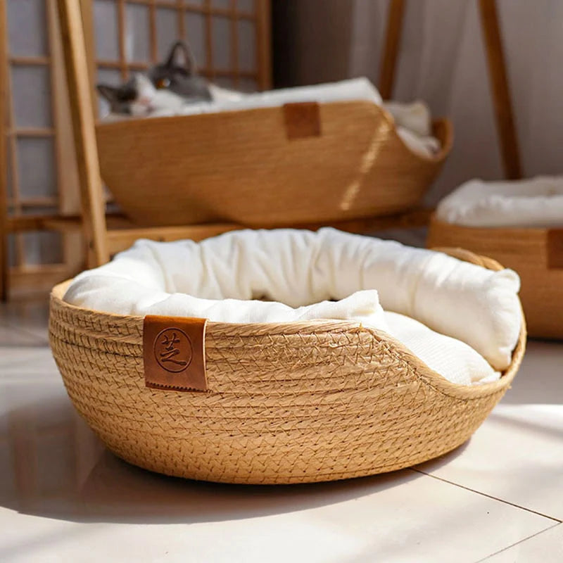 Cama moderna para gatos con tejido de bambú