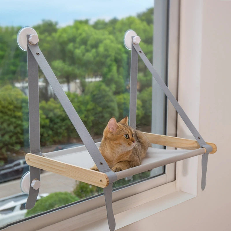 Hamaca colgante de madera para gatos cómoda