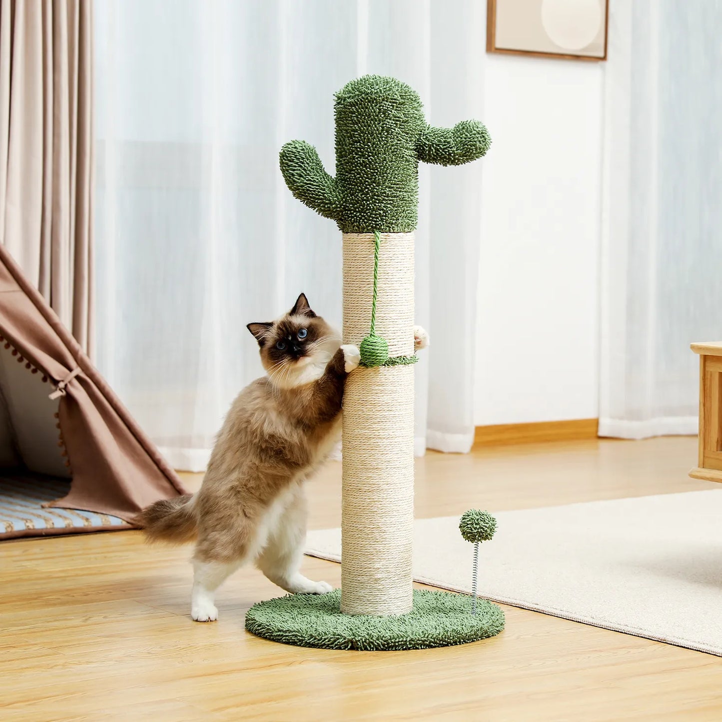 Árbol rascador tipo cactus para gato suave