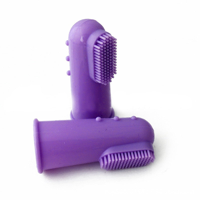 Cepillo de dientes de dedo suave para gatos púrpura