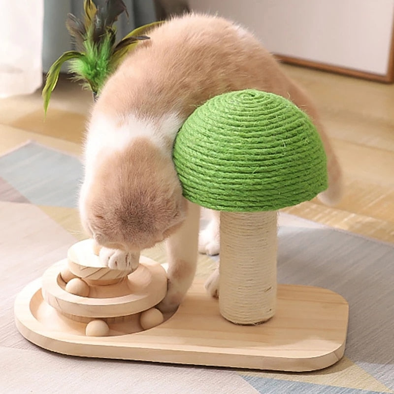 Tabla con hongo de rascar para gato colorida