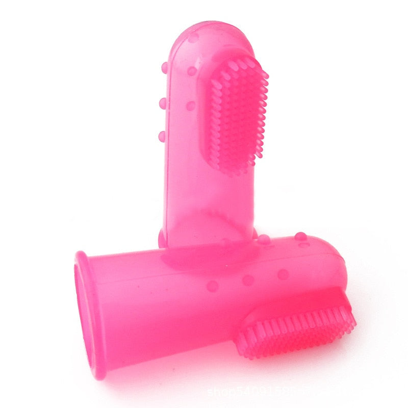 Cepillo de dientes de dedo suave para gatos rosa transparente