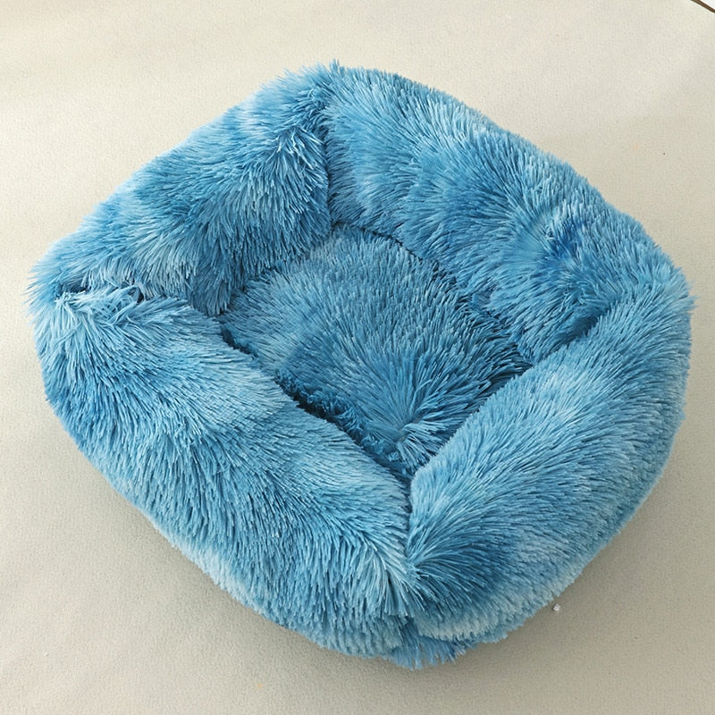 Cama de felpa para gato azul