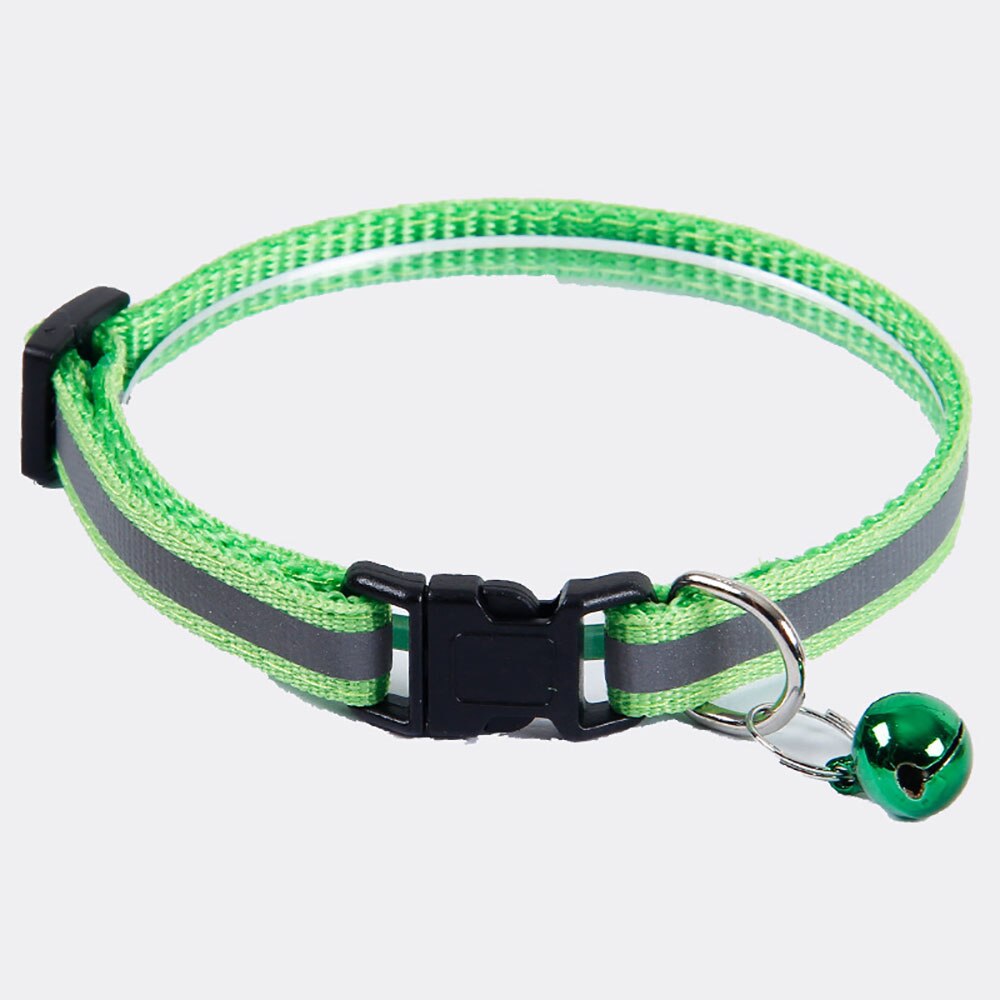 Collar de campana reflectante para gato verde