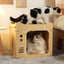 Casa de madera para gatos televisor