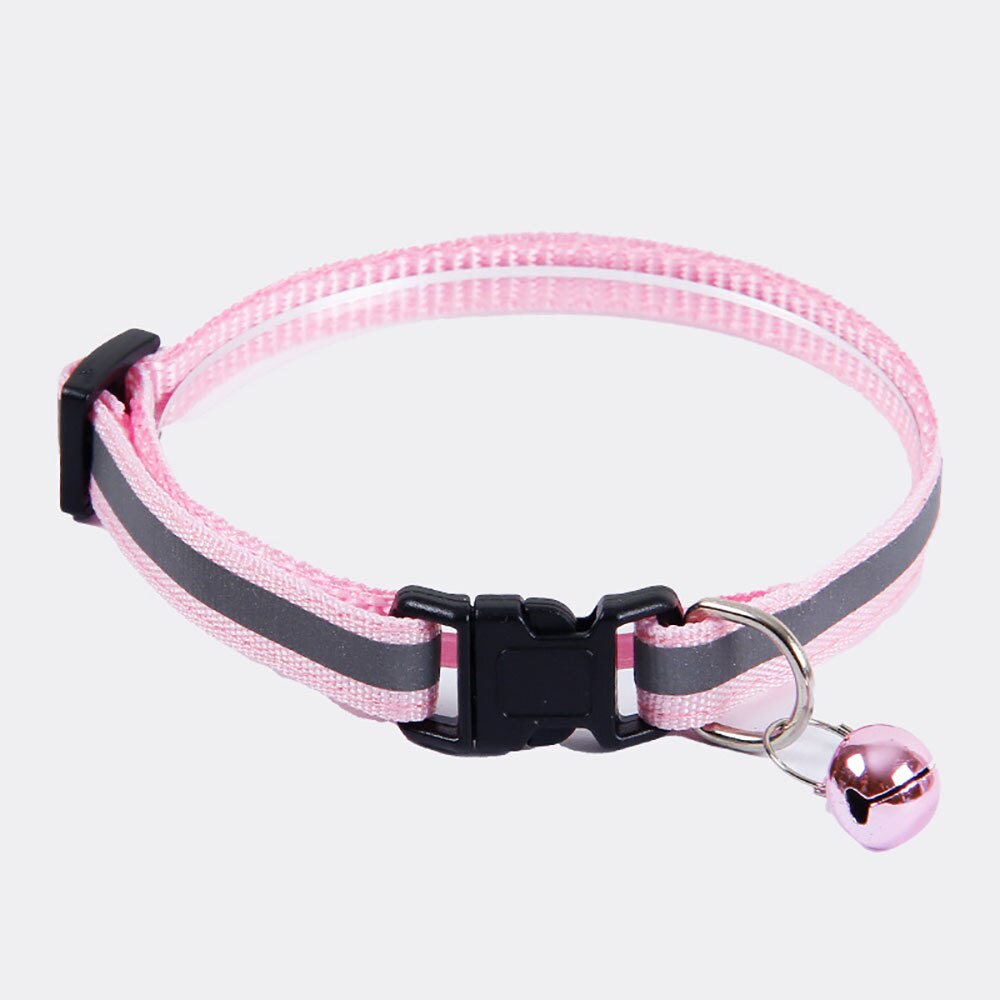 Collar de campana reflectante para gato rosa