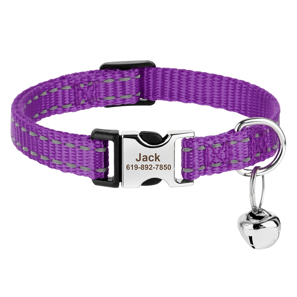 Collar de gato con estampado personalizado purpura