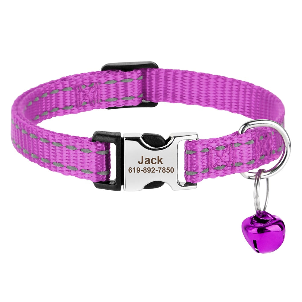 Collar de gato con estampado personalizado violeta