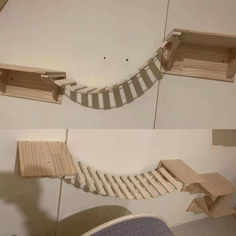 Escalera o puente de cuerda rascador para gatos creativo