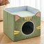 Casa plegable para gato verde