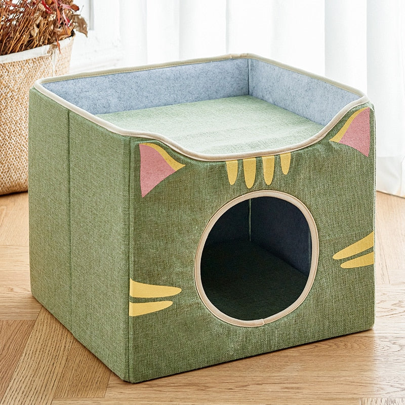 Casa plegable para gato verde